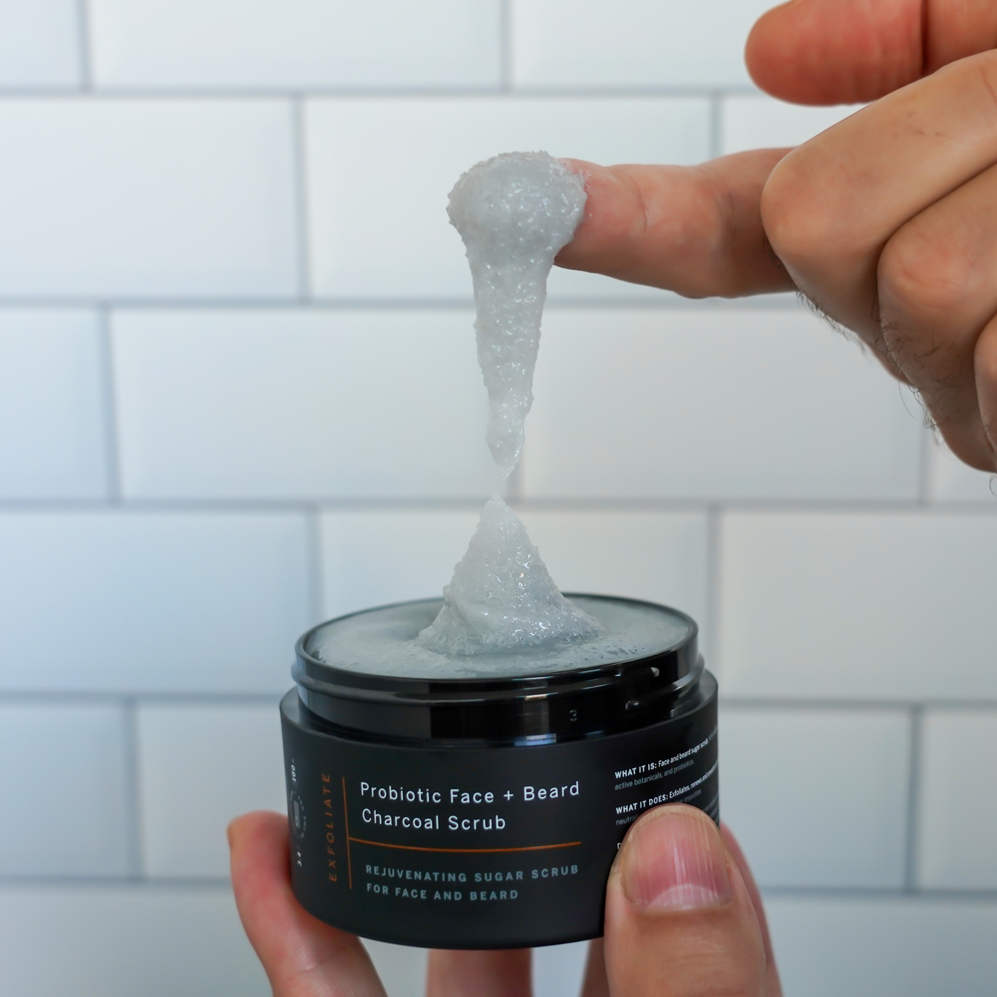 Exfoliate: Probiotic Face + Beard Charcoal Sugar Scrub
