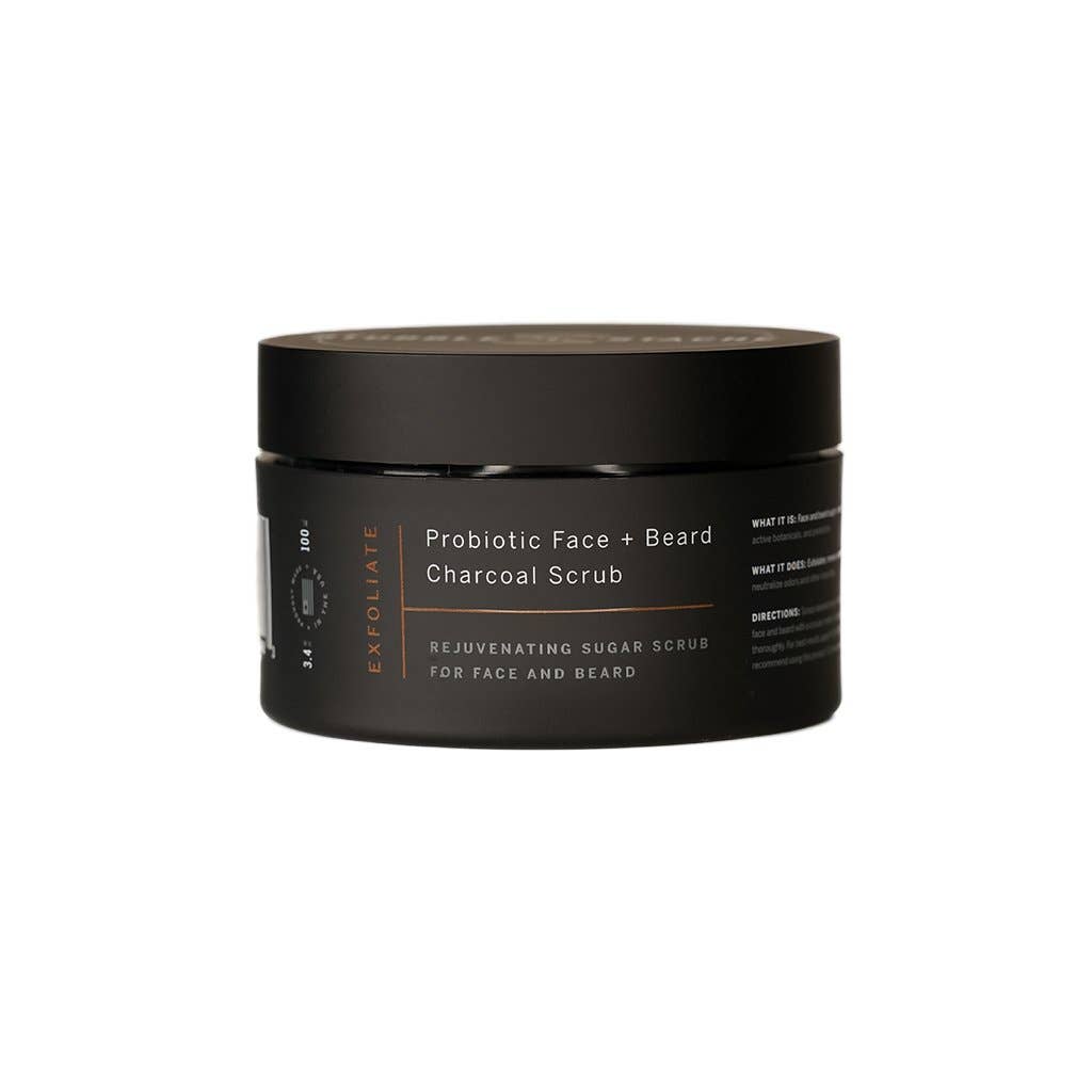Exfoliate: Probiotic Face + Beard Charcoal Sugar Scrub